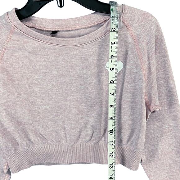 Womens Best Move Workout Crop Top XS/S Light Pink Marl Seamless Long Sleeve - Picture 7 of 9